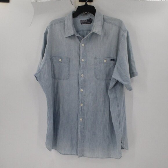 Polo Ralph Lauren Shirt Mens 2XL Naval Chambray Short Sleeve Button Up Pockets - Picture 1 of 15